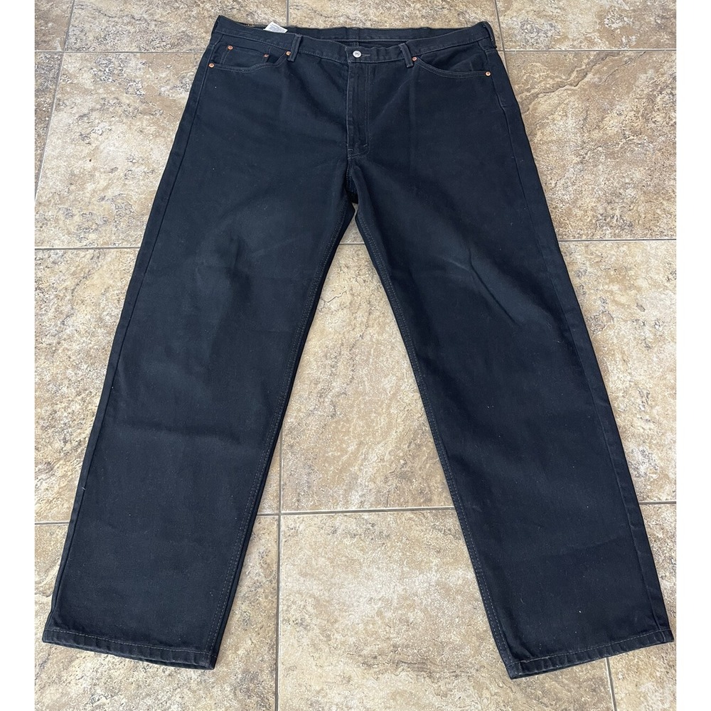 Levis 550 Mens Dark Wash Mid Rise Relaxed Fit Straight Denim Jeans Size 46x32 - Picture 4 of 8